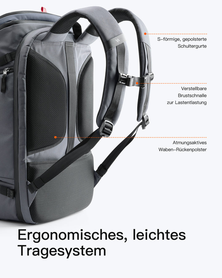 Handgepäck Rucksack 40L, TSA Freundlich Groß Reiserucksack Spritzwassergeschützt Travel Backpack für 17 Zoll Laptop, BPX31