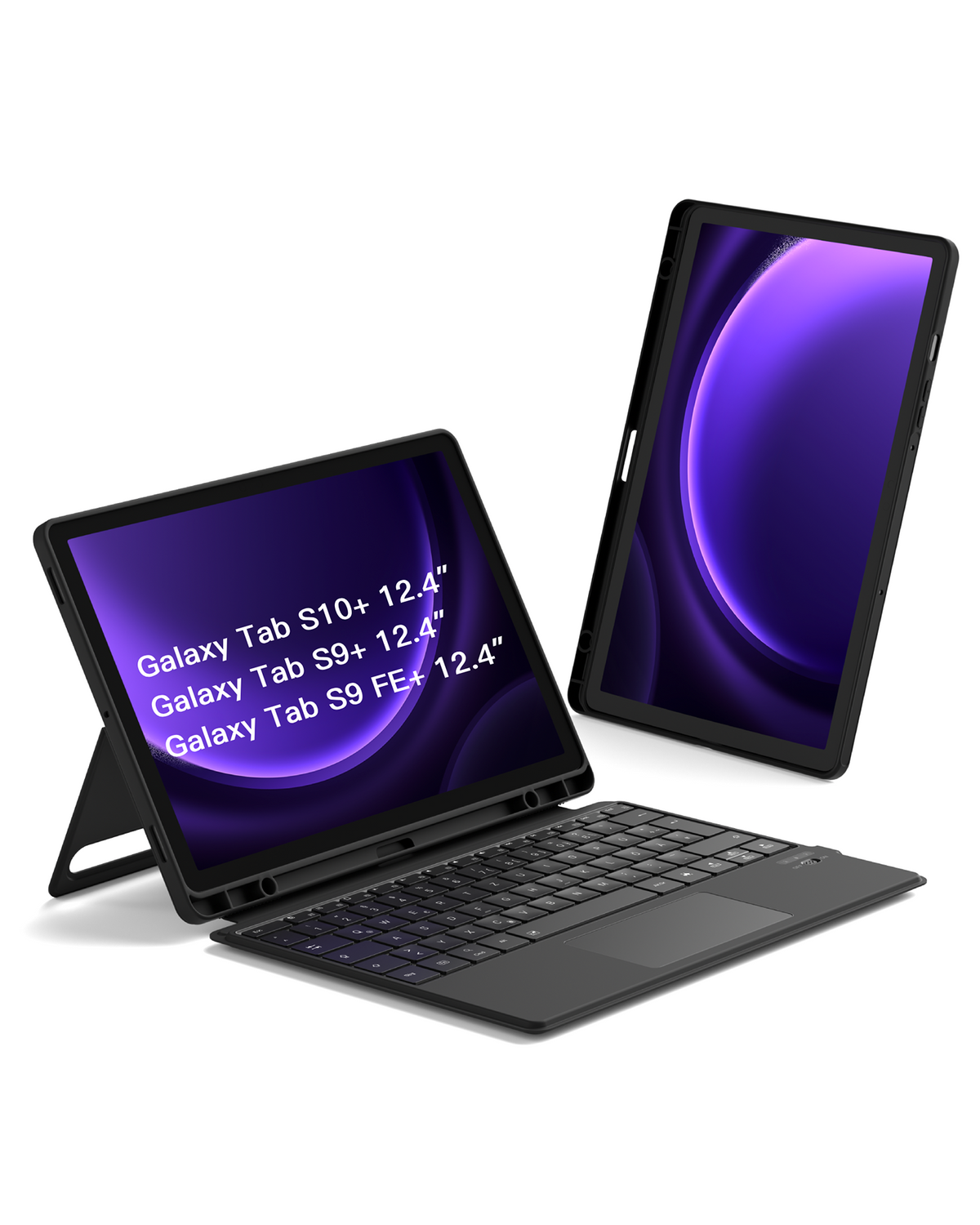 Inateck Bluetooth Tastatur Hülle für Samsung Galaxy Tab S10+/S9+/S9 FE+ 12,4 Zoll, Touchpad und Stifthalter, QWERTZ, N0066