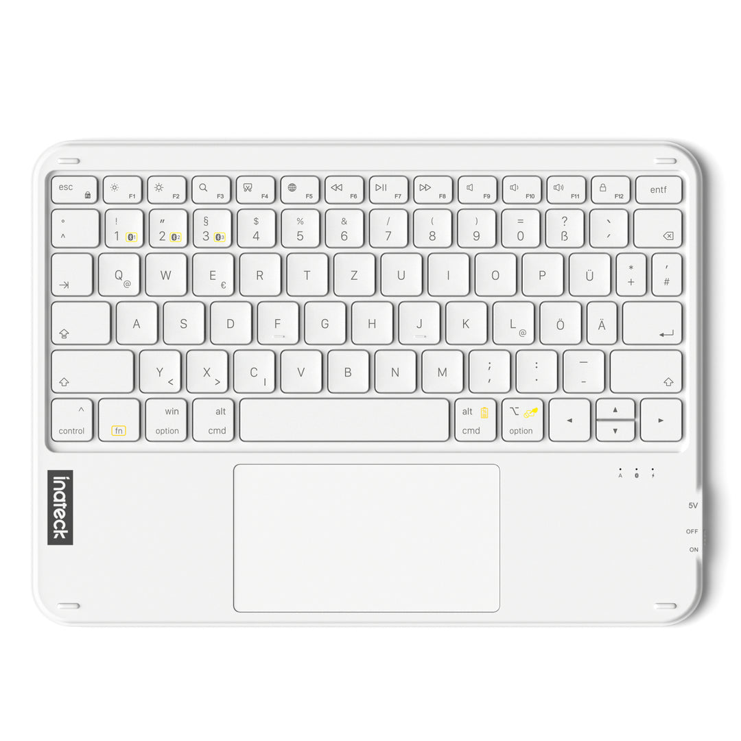 Ultraleichte Tablet Tastatur Kabellose QWERTZ Deutsch mit Trackpad, kompatibel mit iPad/Tablet/Windows/Laptop/PC, KB01105