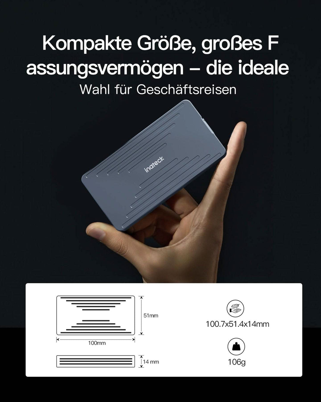 M.2 NVMe SSD-Gehäuse USB4.0/Thunderbolt 4, unterstützt 2230/2242/2260/2280 SSDs, M-Key, FE2028 - Inateck Official DE