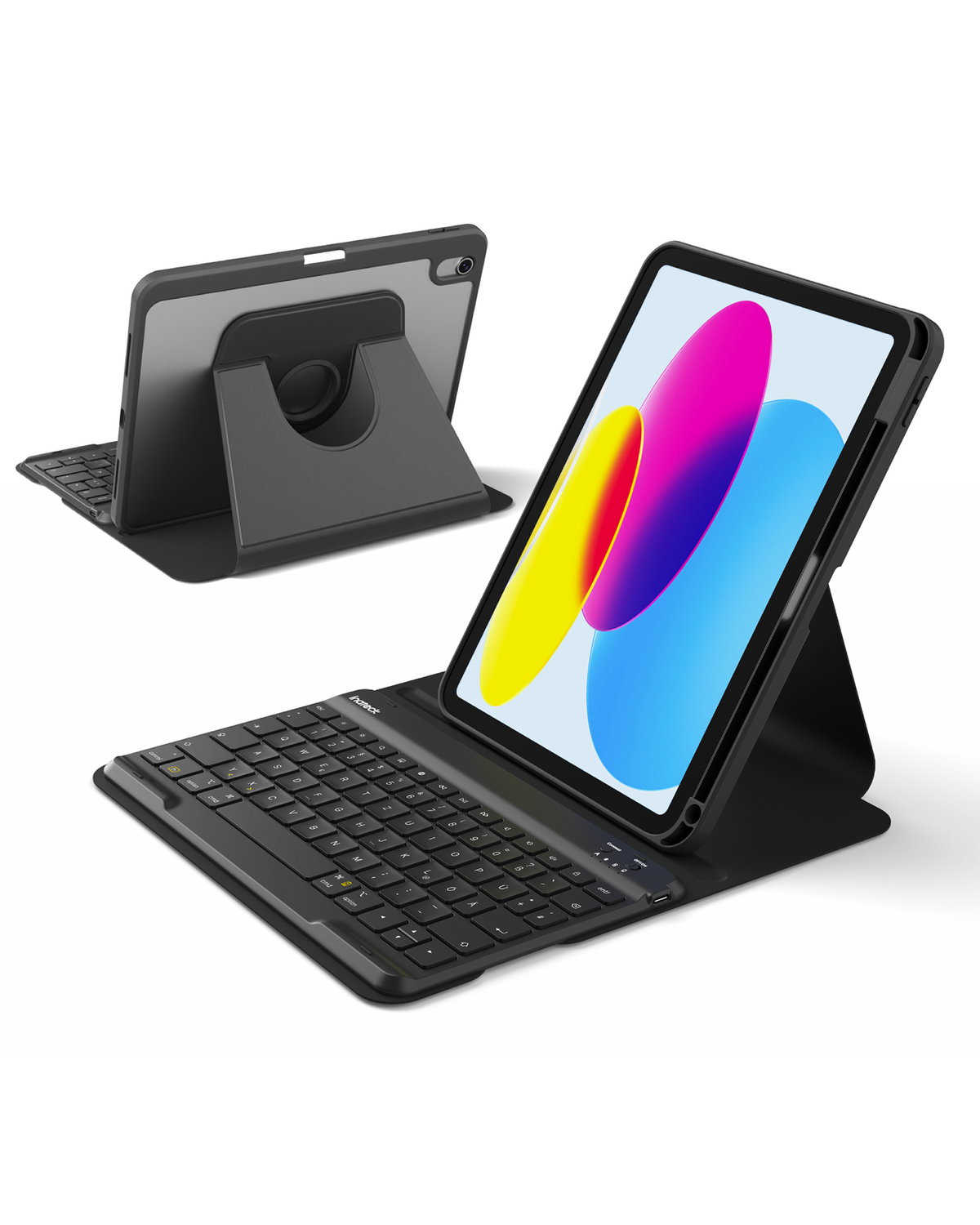 Inateck Tastaturhülle für iPad 11 (A16)/10. Gen, 360° drehbar, abnehmbare QWERTZ Tastatur, KB005