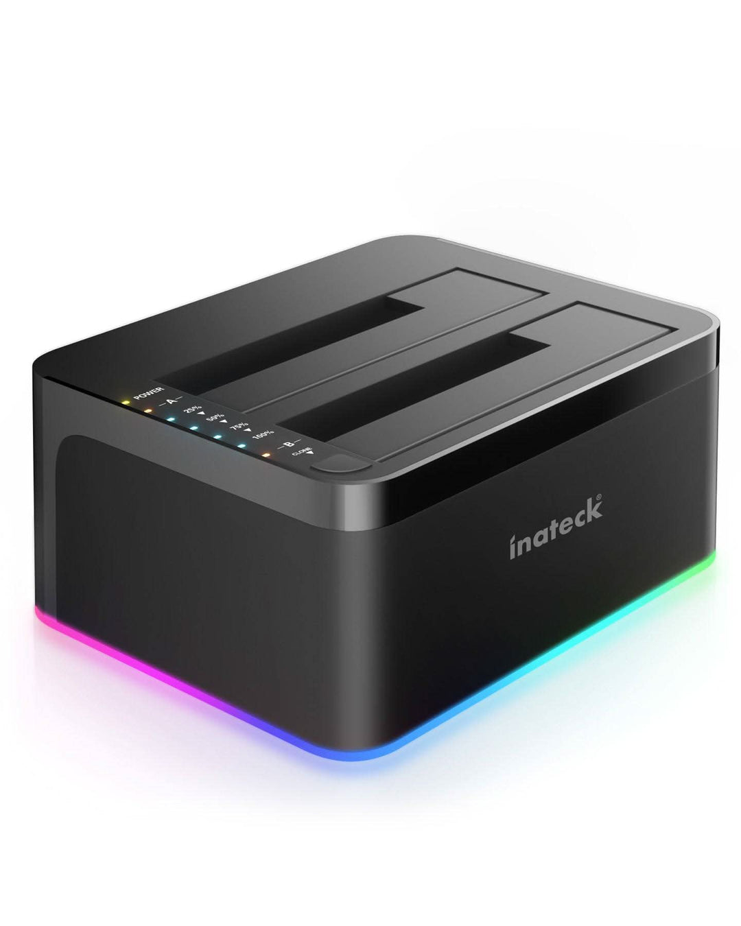 RGB Festplatten Dockingstation USB 3.0 mit Offline-Klonfunktion, für 2.5 u. 3.5 Zoll SATA HDDs und SSDs, UASP Unterstützt SA02003, Schwarz - Inateck Official DE
