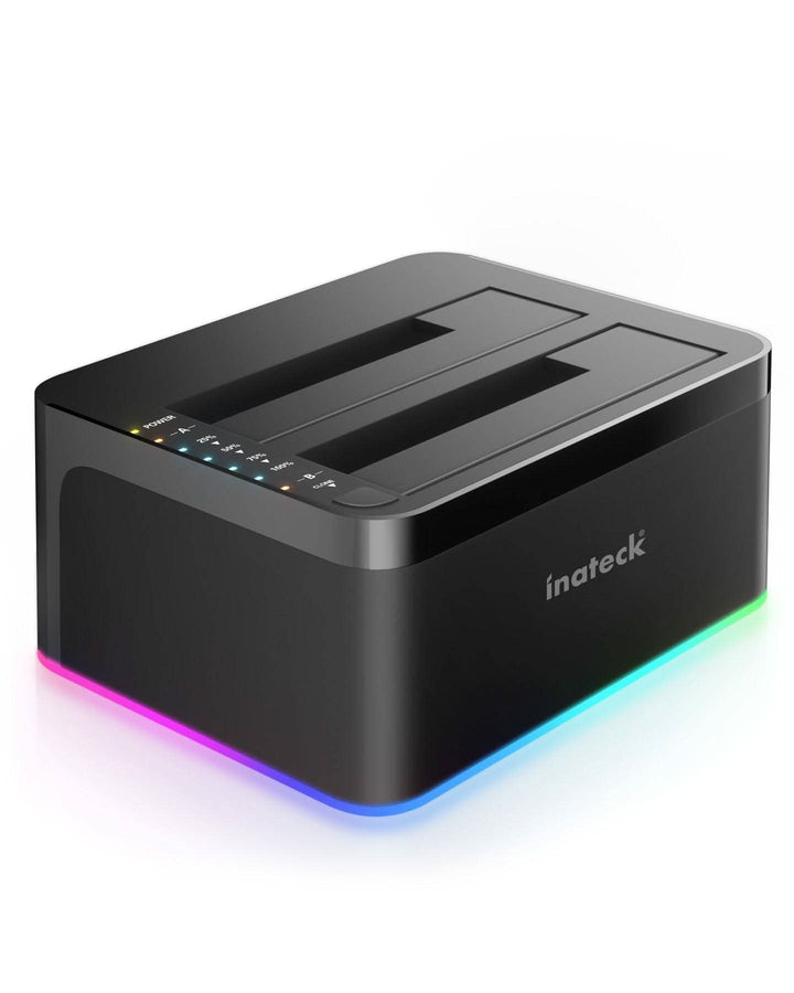 RGB Festplatten Dockingstation USB 3.0 mit Offline-Klonfunktion, für 2.5 u. 3.5 Zoll SATA HDDs und SSDs, UASP Unterstützt SA02003, Schwarz - Inateck Official DE
